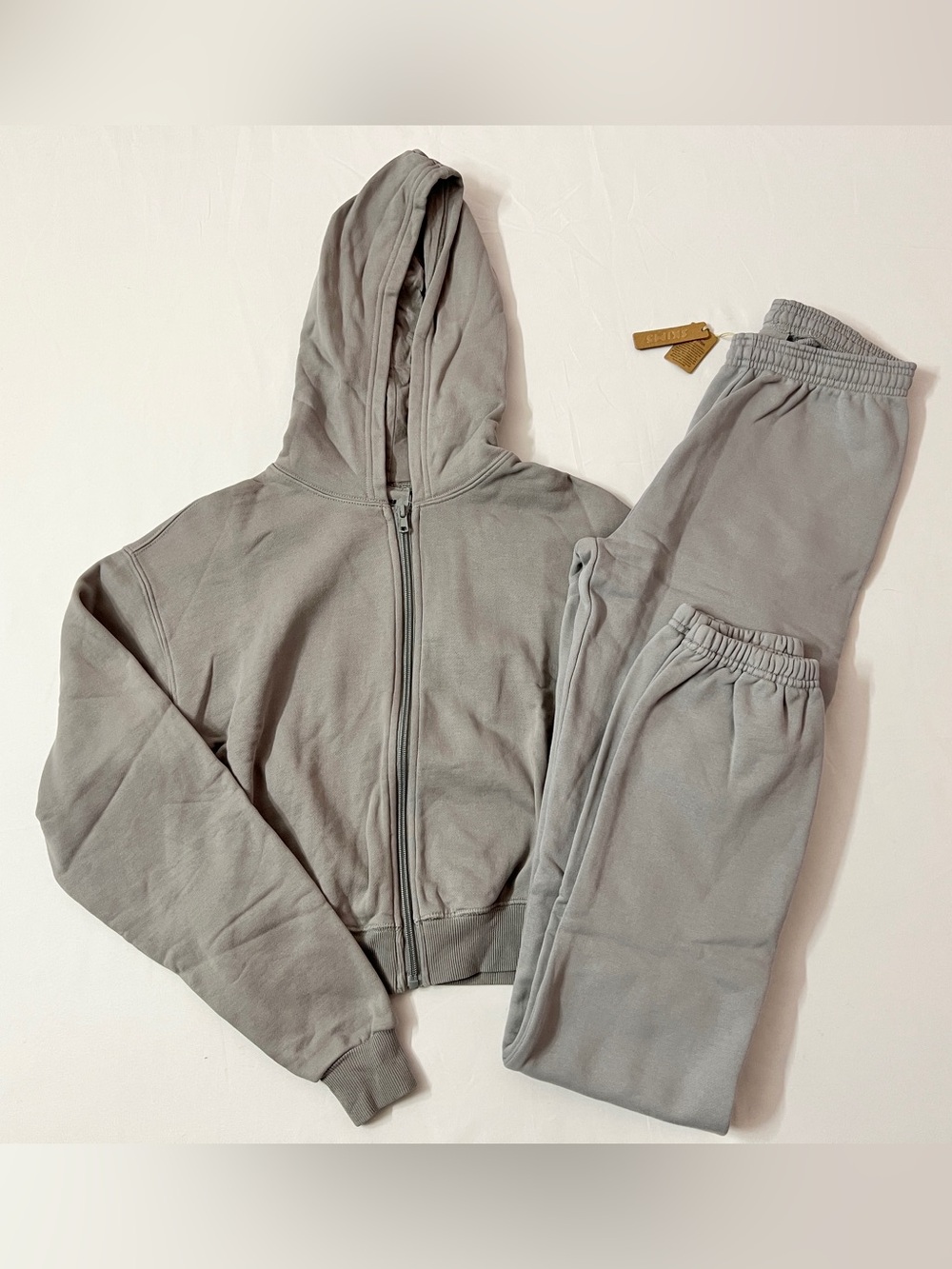 SKIMS Outdoor Fleece Grey Zip Up Jacket + Jogger Joggers Sweatpants Set